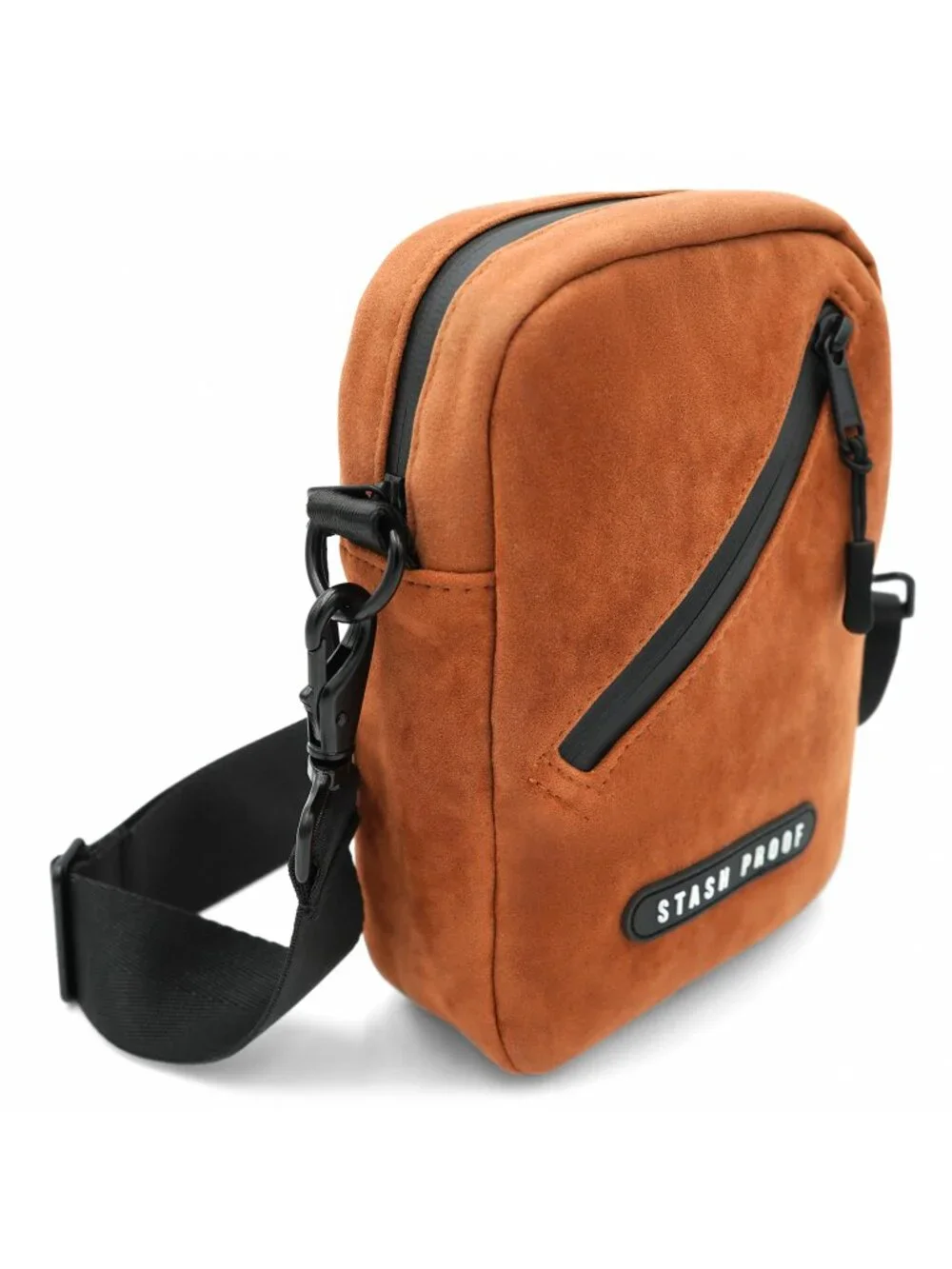 Stash Bag Odor Resistant Unisex Cross Body Sling Bag, Suede Daypack Brown